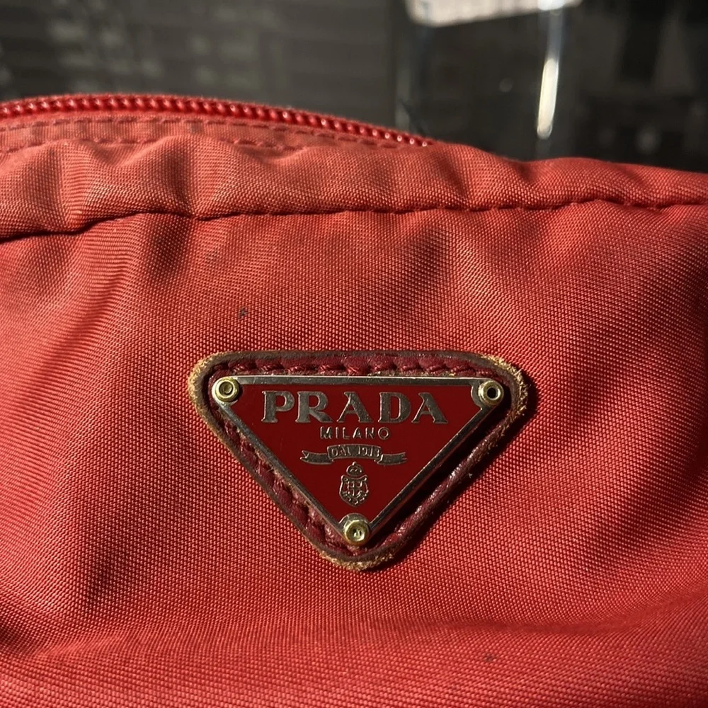 Authentic PRADA red nylon Pouch Cosmetic Bag - Picture 10 of 10